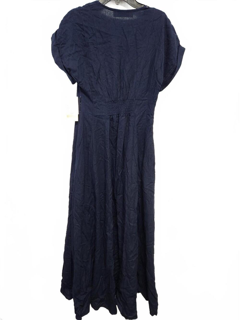 Taylor Navy Blue Short Sleeve Button Front Maxi Dress Size 4 NWT - Picture 2 of 5